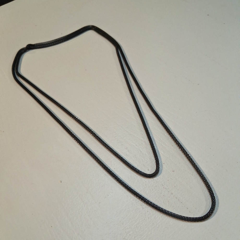 24" Vintage Gunmetal Mesh Popcorn Chain Necklace | Liquid Silver Style Retro